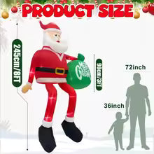8FT 245cm Christmas Inflatables Glowing Climbing Santa Claus with LED Outdoor Home Cafe Decoration Party Yard Xmas Decor
