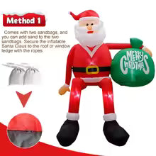 8FT 245cm Christmas Inflatables Glowing Climbing Santa Claus with LED Outdoor Home Cafe Decoration Party Yard Xmas Decor
