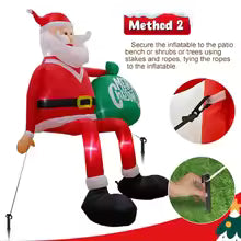 8FT 245cm Christmas Inflatables Glowing Climbing Santa Claus with LED Outdoor Home Cafe Decoration Party Yard Xmas Decor